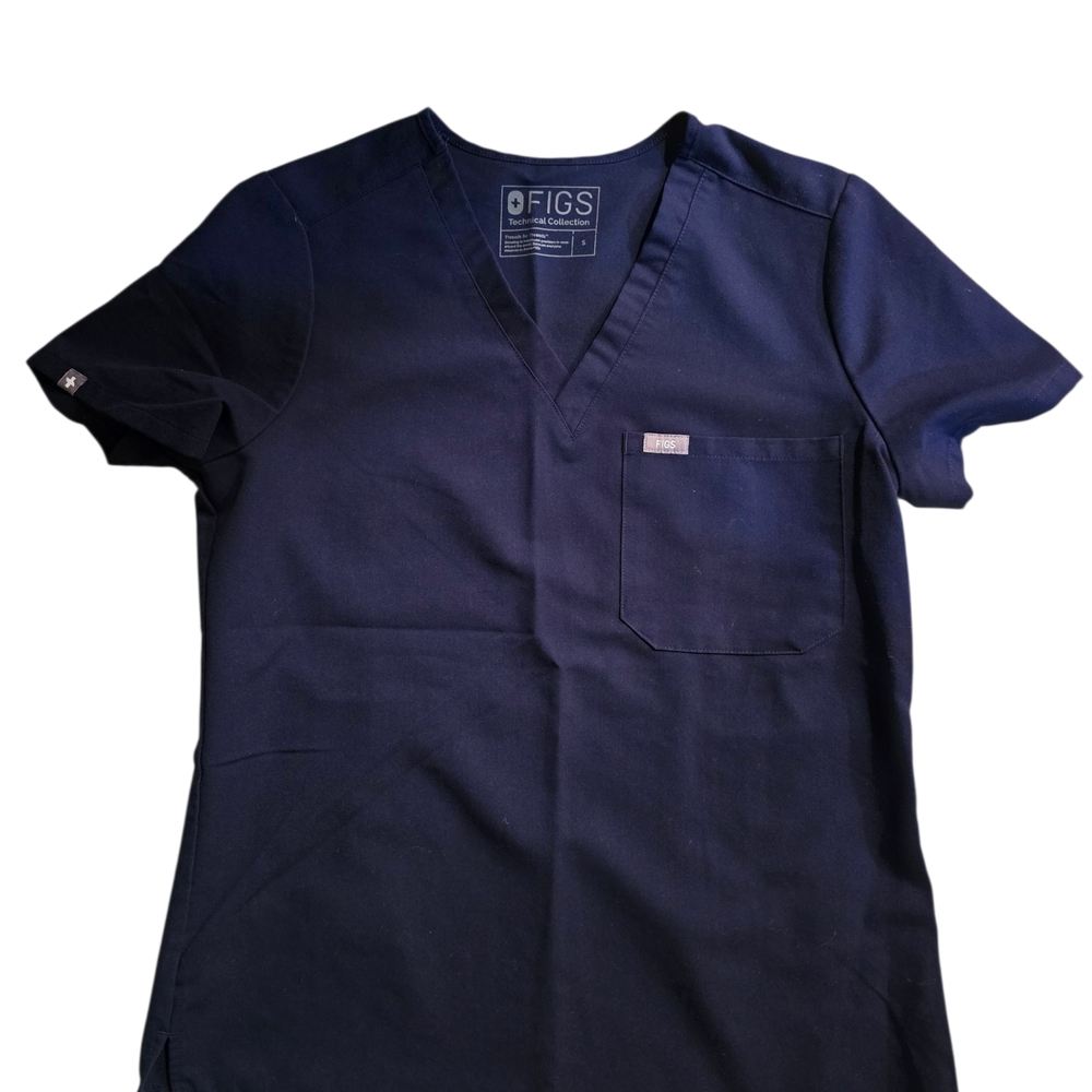Figs Women's Navy Blue V-Neck Scrub Top Shirt Size Small